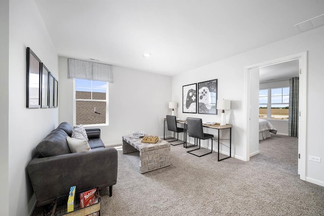 living room with carpet flooring