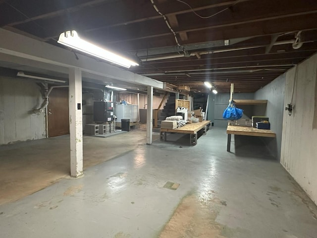 basement with heating unit