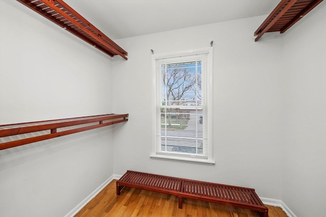 walk in closet featuring wood-type flooring