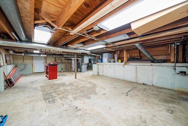 basement with water heater