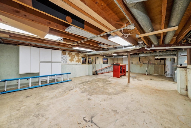 basement featuring gas water heater