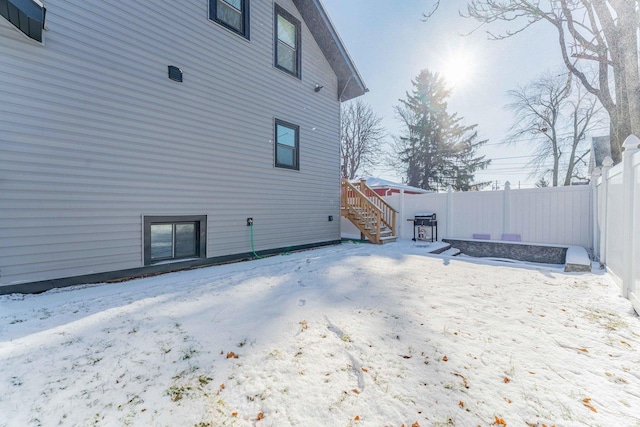 view of snow covered exterior