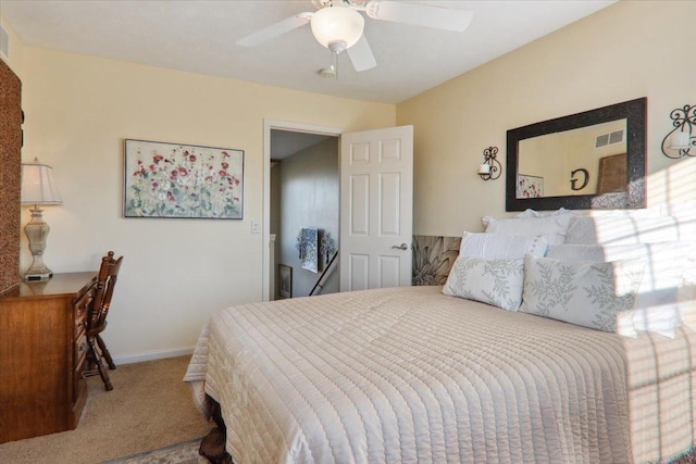 bedroom with carpet floors and ceiling fan