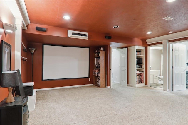 view of carpeted home theater room