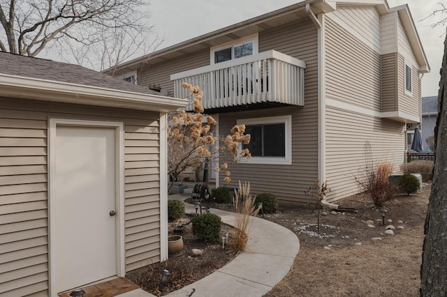 doorway to property with a balcony