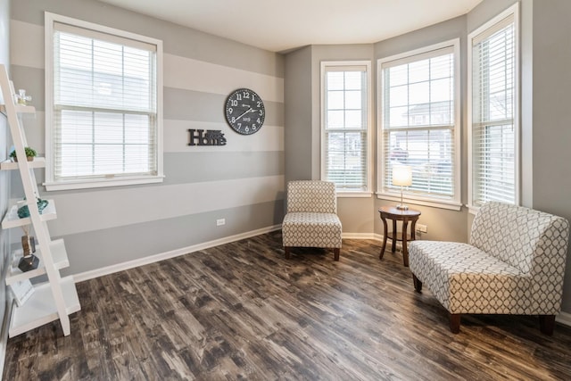 living area featuring dark hardwood / wood-style floors