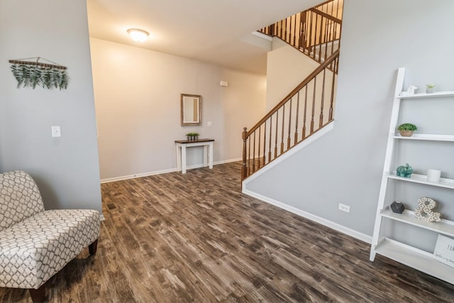 living area featuring dark wood-type flooring