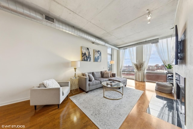 living room featuring hardwood / wood-style floors