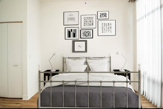 bedroom featuring light hardwood / wood-style floors