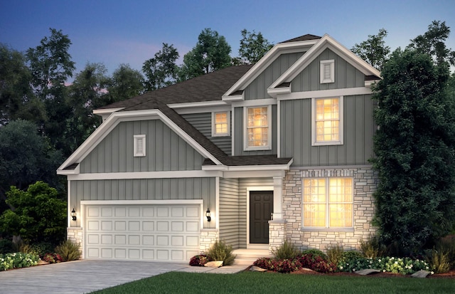 craftsman inspired home featuring a garage