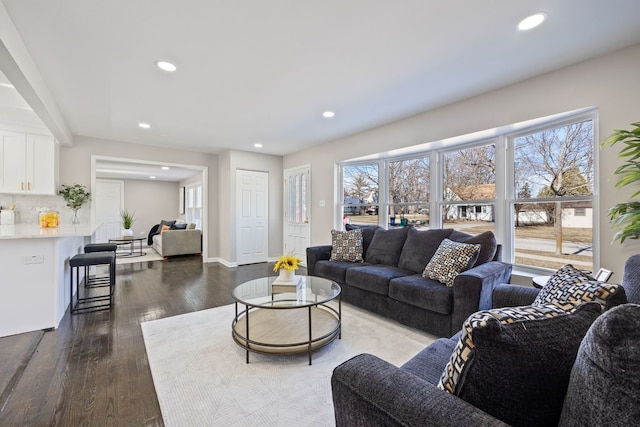 living room with wood-type flooring