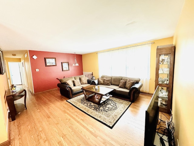 living room featuring light hardwood / wood-style flooring