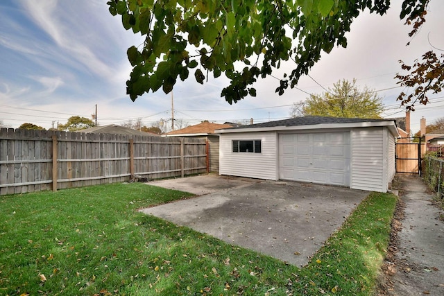 garage with a yard