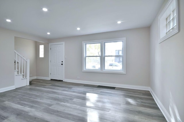 entrance foyer with light wood-type flooring