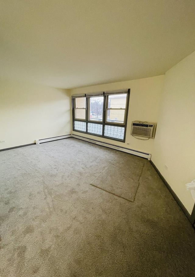 carpeted empty room with a wall mounted air conditioner