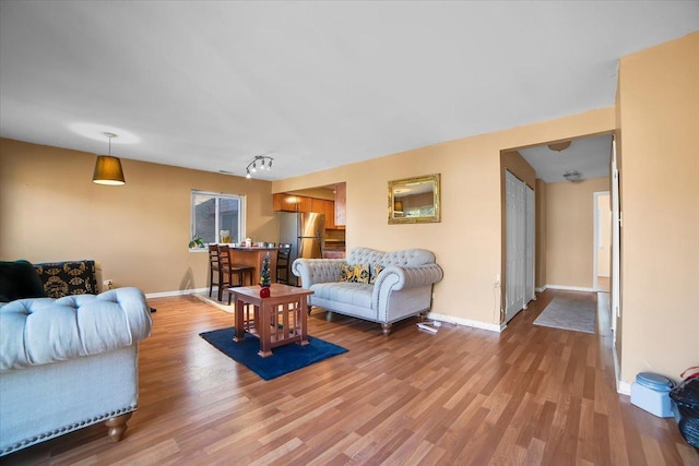 living room featuring light wood-type flooring