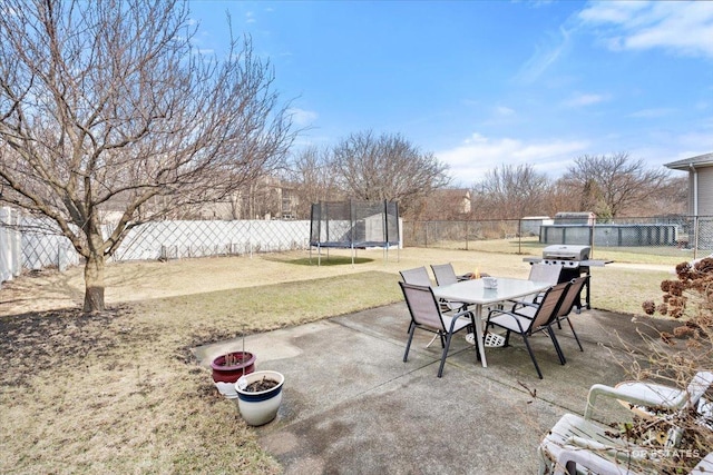 view of patio / terrace featuring a trampoline