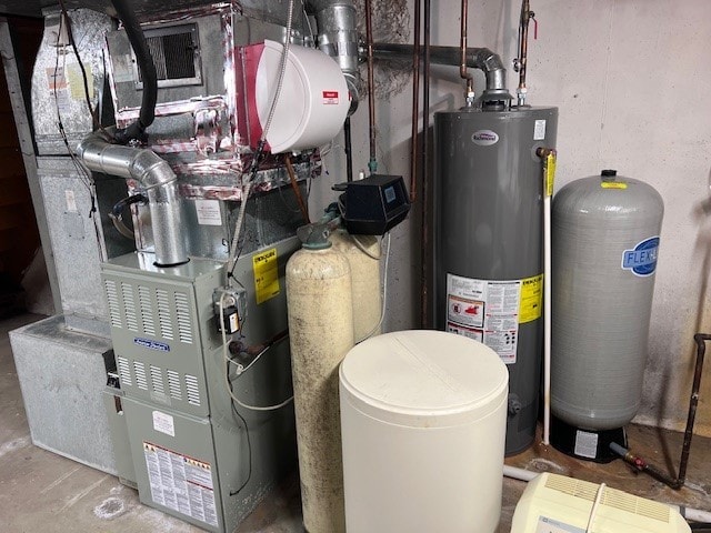 utilities with water heater and heating unit