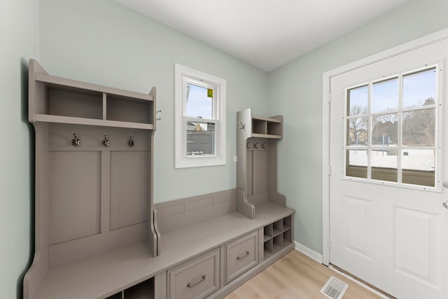 mudroom featuring light hardwood / wood-style flooring