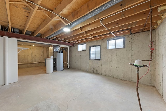 basement featuring water heater