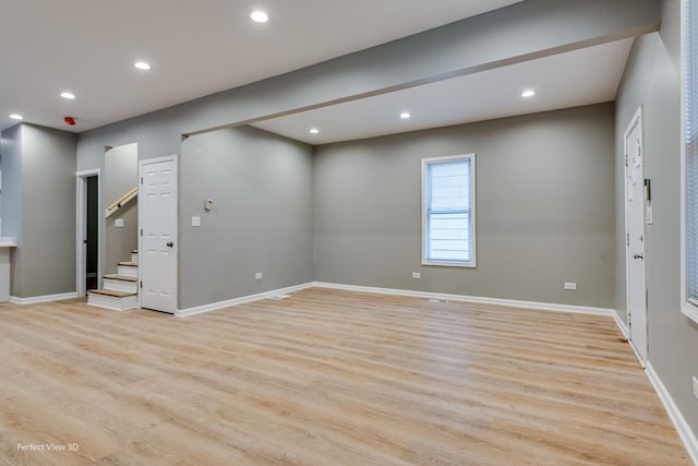 empty room with light wood-type flooring