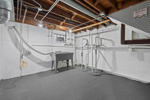 basement with sink