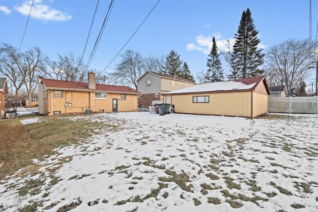 view of snow covered property