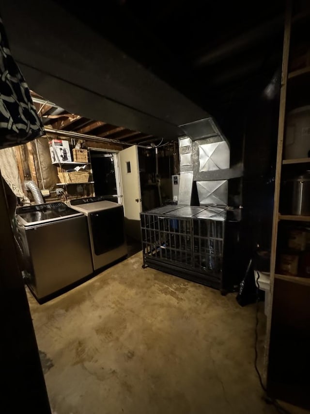 basement featuring separate washer and dryer