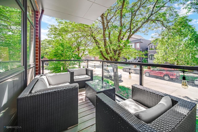 balcony featuring an outdoor living space