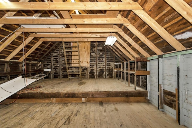 view of unfinished attic