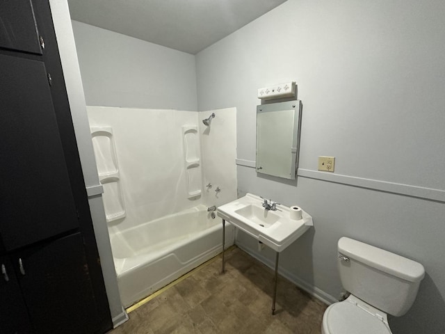 full bathroom featuring shower / bath combination, sink, and toilet