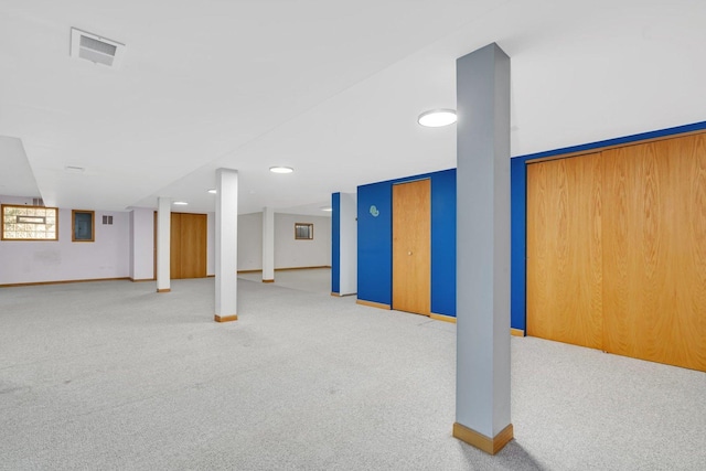 basement with carpet floors