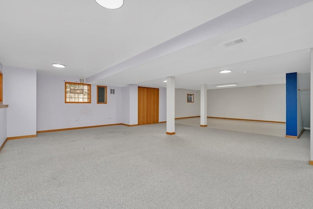 basement with carpet