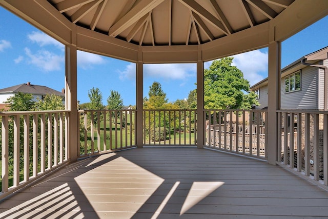 wooden terrace with a gazebo