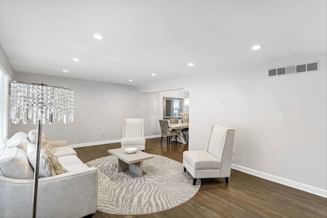 living room with hardwood / wood-style flooring