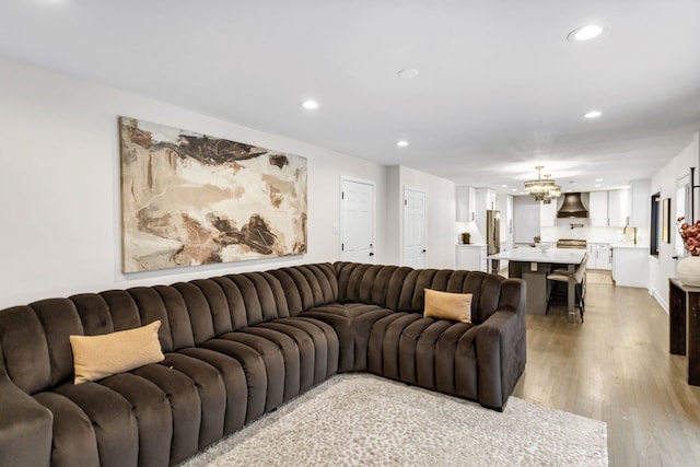 living room with light wood-type flooring