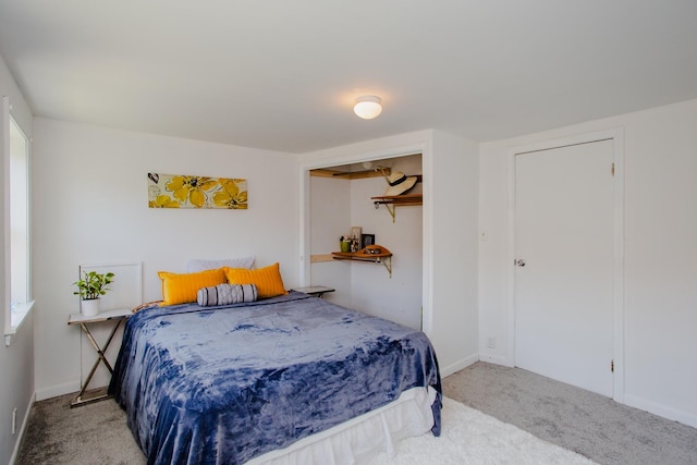 carpeted bedroom with a closet