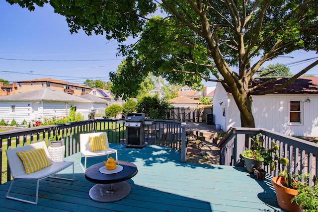 deck featuring grilling area