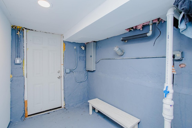 basement with electric panel