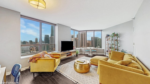 living room with hardwood / wood-style floors