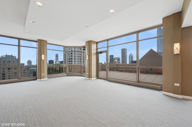 unfurnished living room featuring expansive windows and carpet flooring