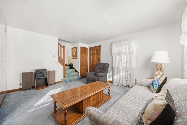 living room with light colored carpet