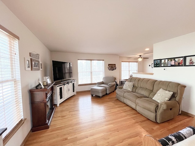 living room featuring light hardwood / wood-style flooring