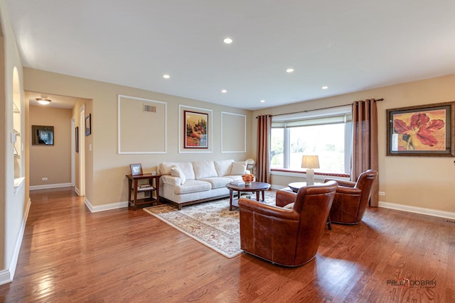 living room featuring light wood-type flooring