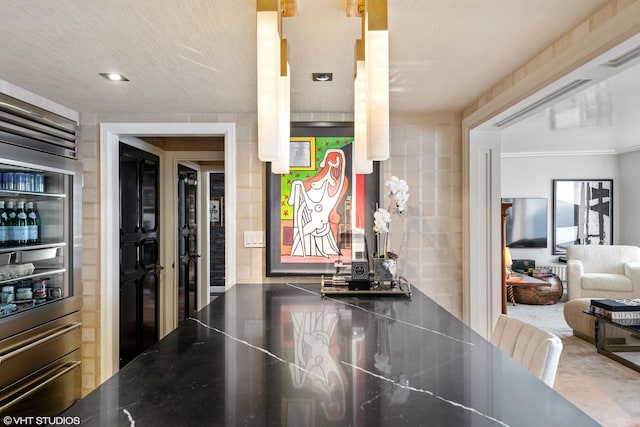 kitchen featuring beverage cooler