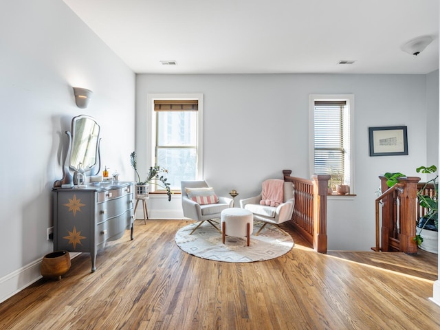 living area with light wood-type flooring