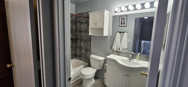 full bath with vanity, toilet, and bathtub / shower combination