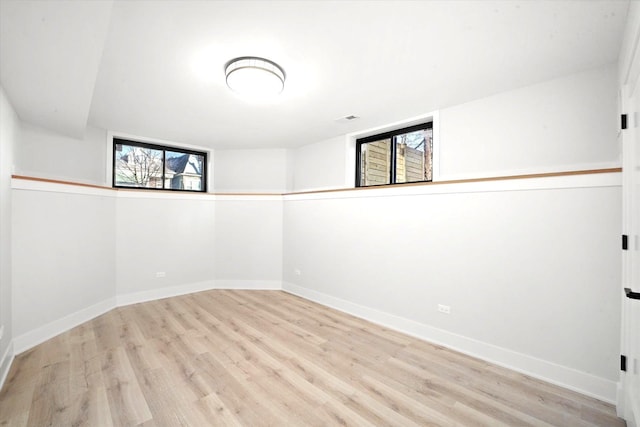 empty room with light hardwood / wood-style floors