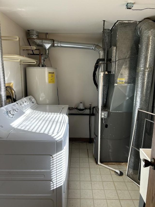 laundry area featuring water heater and washer / dryer