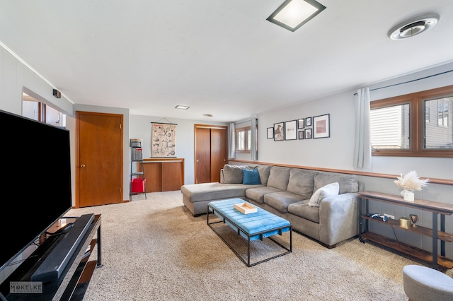 carpeted living room with plenty of natural light